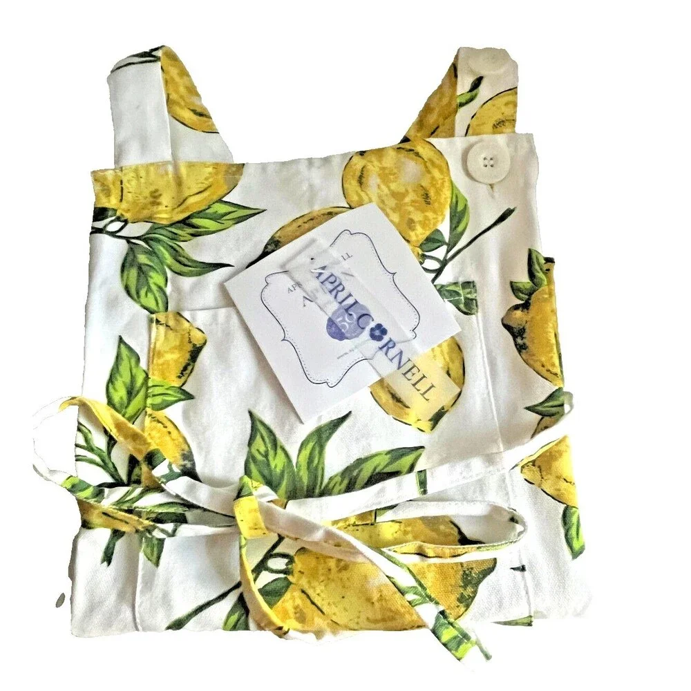 April Cornell Lemons Lemon Apron French Country 100% Cotton Yellow White